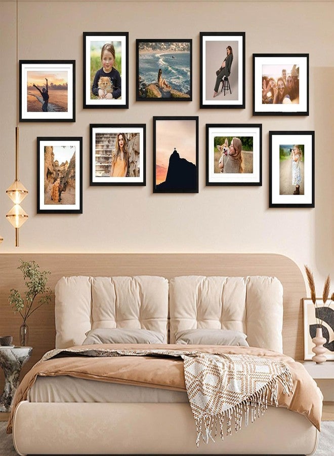 YCCXBW 8x10 Picture Frame, Display Photo 5x7 and 4x6 With Mat or 8x10 Without Mat Picture Frame Covered by Plexiglass Engineered Wood Frame For Table Top and Wall Mounting (Black, 8X10 MDF) - Image 4